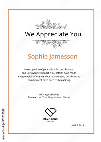 Editable Appreciation Letter Template – Horizontal Layout