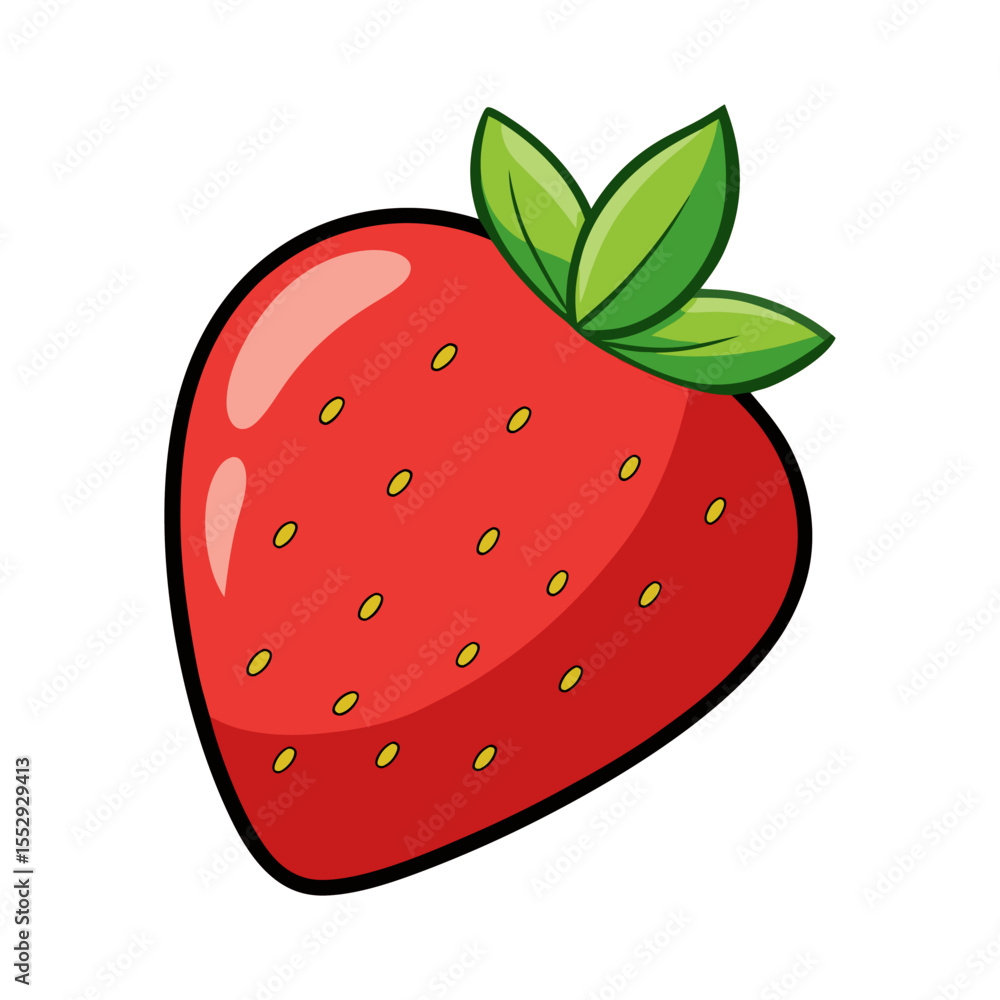 Obraz premium Flat cute strawberry icon vector illustration design