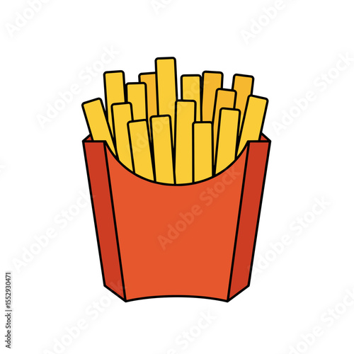 Red box of French fries with crispy fries and bold yellow fills