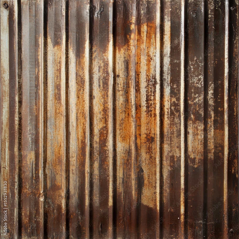 Fototapeta premium Textured Rusty Metal Surface with Ridges and Earthy Tones