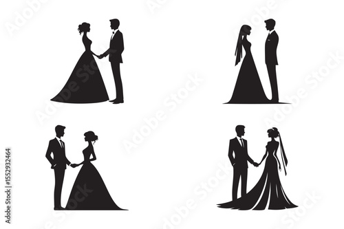 wedding bride and groom silhouettes