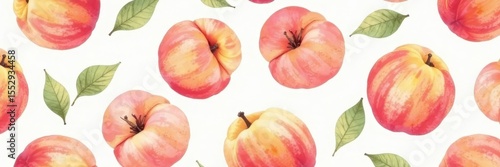 Delicate watercolor peaches, seamless repeat pattern, print, decorative