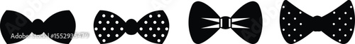 Elegant black Bows icon set in Different Styles for Gift Wrapping and Decorations. Fashion and elegance concept. realistic look accessory formal occasions, events or dressing up in style flat Design.