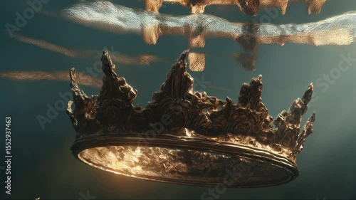 Ancient crown discovered underwater, revealing secrets of a lost civilization during an underwater exploration in a serene body of water