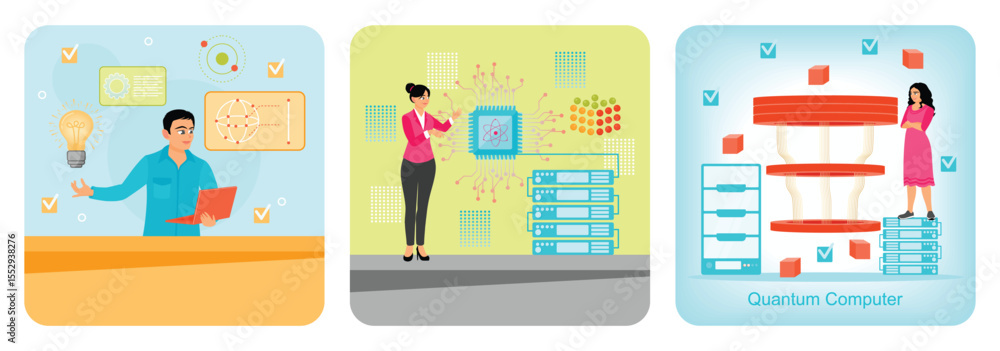 Obraz premium Qubit. Semiconductor Scientist. Quantum Computing Advancements.