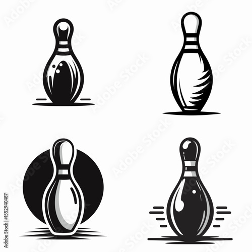 Bowling pin. Sports Game Athlete Fitness Exercise Equipment Clipart Line Art Vector Illustration. Tenpin  timber object for game activity at a center.