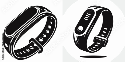 Fitness tracker. Sports Game Athlete Exercise Equipment Clipart Line Art Vector Illustration. Wellbeing monitor physical activity health journey instrument workout habit tool.