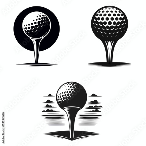 Golf tee. Sports Game Athlete Fitness Exercise Equipment Clipart Line Art Vector Illustration. peg for starting ball placement aid on field during sport activity.