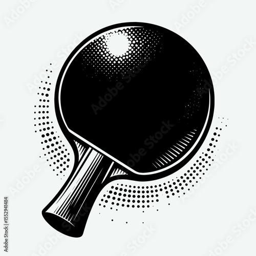Ping pong paddle. Sports Game Athlete Fitness Exercise Equipment Clipart Line Art Vector Illustration. Table tennis bat for home rec room fun indoor sport.