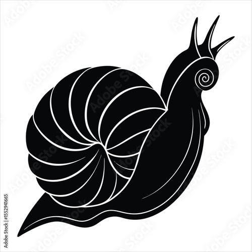Stylized black snail shell illustration vector graphic design