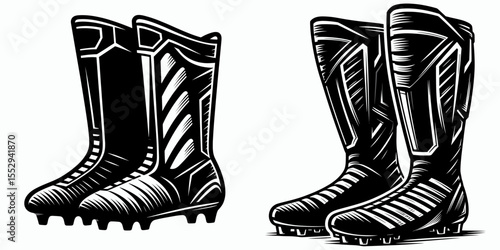 Soccer shin guard. Sports Game Athlete Fitness Exercise Equipment Clipart Line Art Vector Illustration. Football leg protector lower limb safety device for field activity.