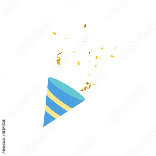 Confetti Bursting from Party Popper Graphic