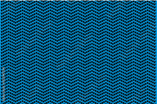 Geometric black zigzag lines over blue background in seamless vector pattern, perfect for wallpaper, branding, print surface, and modern graphic design


