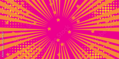Vibrant Comic Burst Background - Orange and pink Celebration