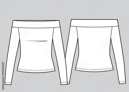 Off shoulder top technical fashion illustration