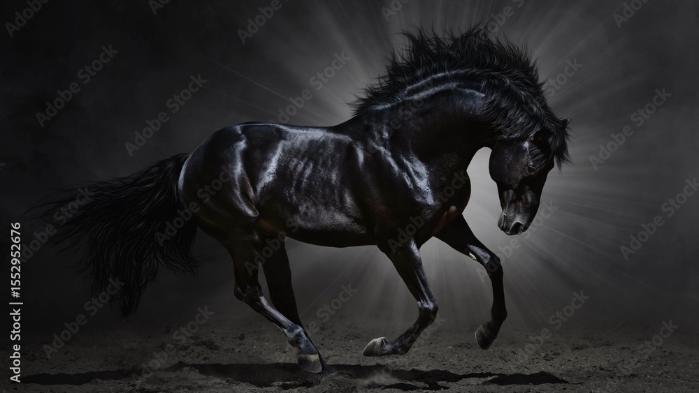 Obraz premium black horse running