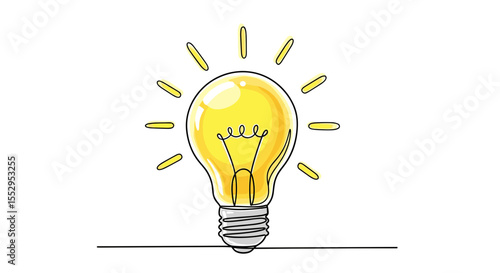 Light Bulb Doodle Vector Illustration – One Line Icon for Ideas & Innovation