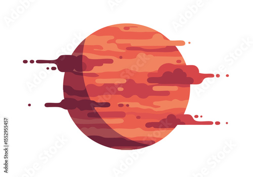 A stylized planet illustration with swirling patterns and a warm color palette. Modern, graphic design, perfect for backgrounds and textures. Visually appealing and commercially viable.