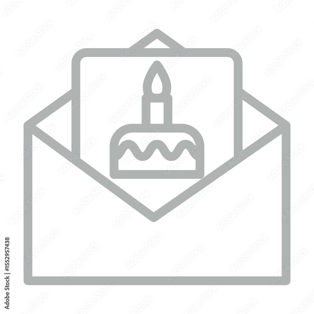 Obraz premium Birthday Invitation Vector Line Grey Icon Design