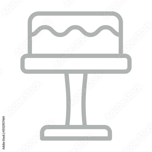 Birthday Cake Topper Vector Line Grey Icon Design