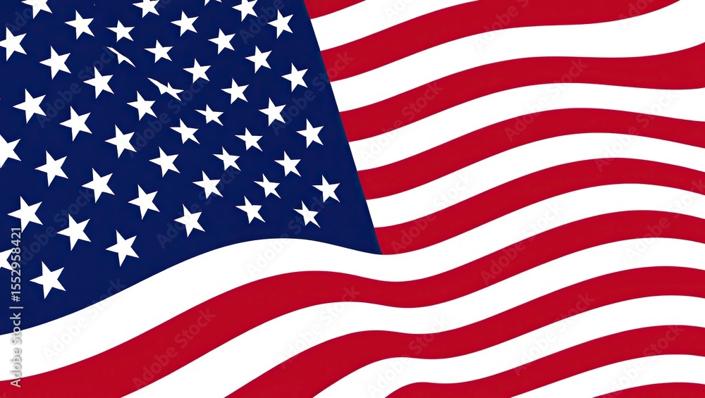 Obraz premium American flag design presents patriotic symbolism of the United States waving gently with red stripes and stars.