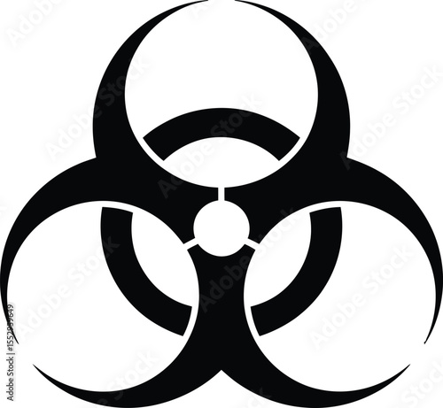 Black biohazard symbol on a white background silhouette