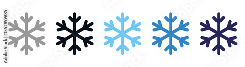 Snowflake icon set. Freezer control, freezing, automatic refrigeration, air conditioning. Vector illustration