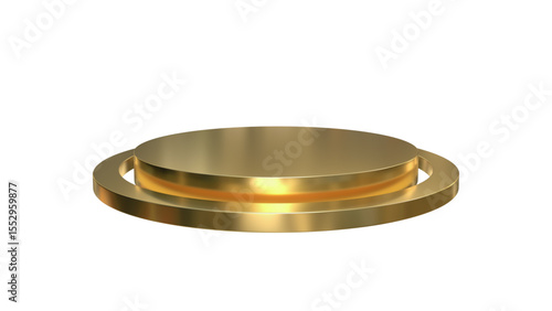 Sleek golden circular display base with a subtle ring detail, perfect for luxurious product presentations on a transparent background.

