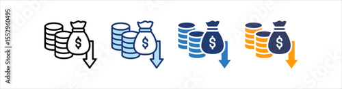 Depreciation Icon Set Multiple Style Collection