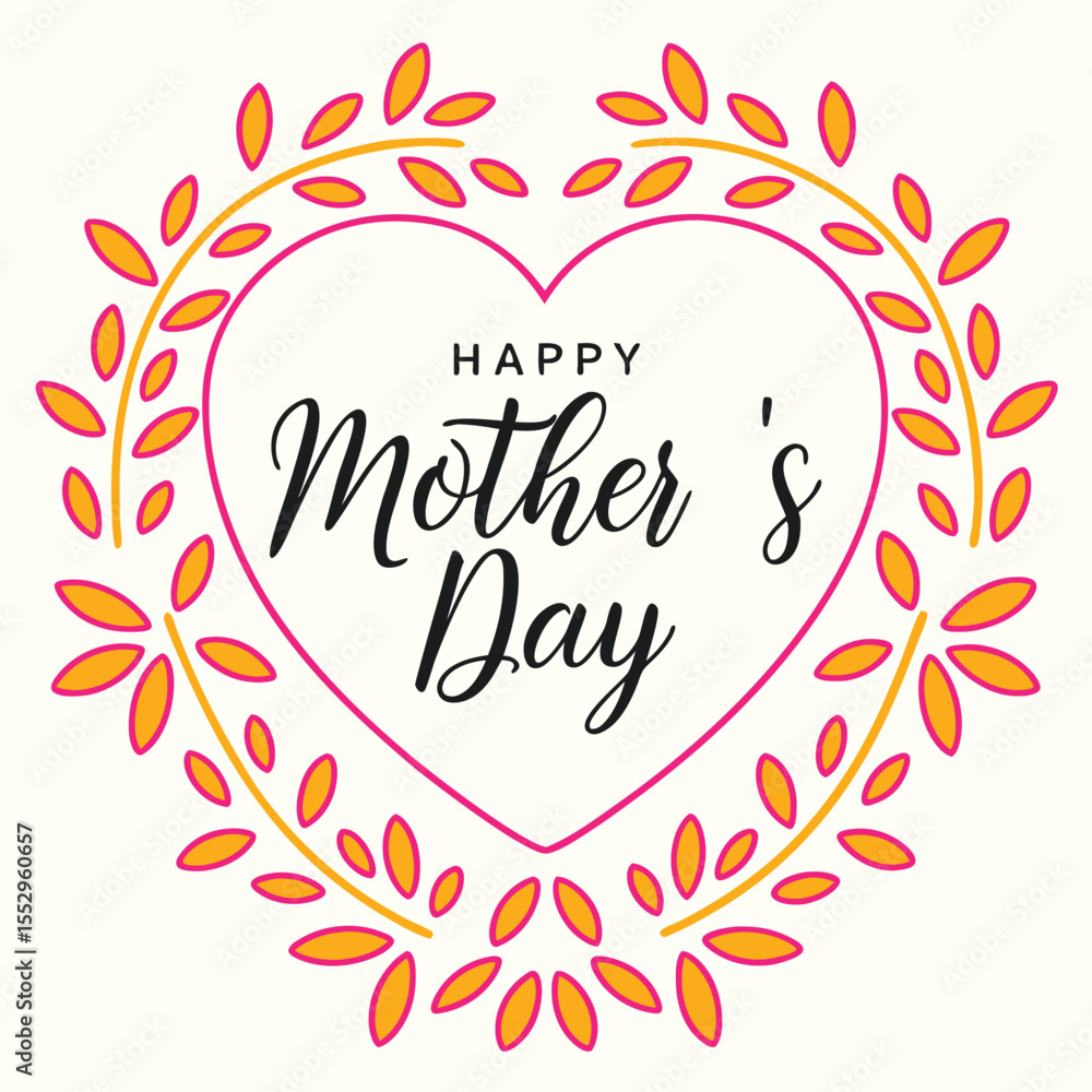 Obraz premium minimalist-heart-shaped-floral-wreath-frame--cente (1).eps