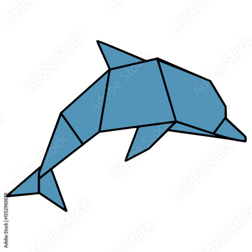 dolphin origami papercraft hobby flat color vector illustration template design