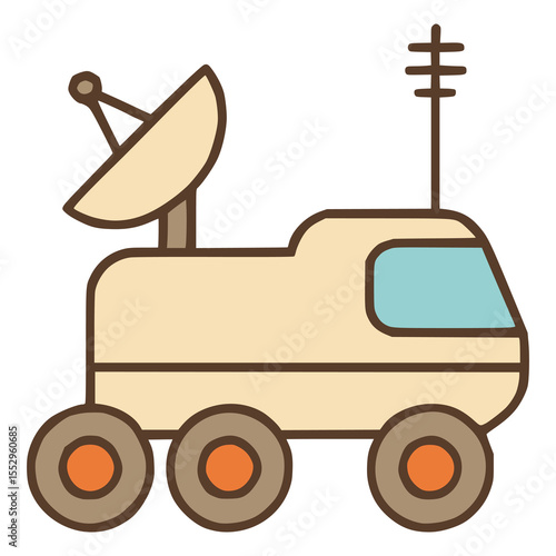 space rover technology exploration flat color vector illustration template design