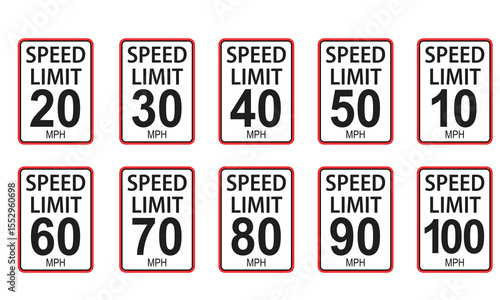a set of speed limit sign vector 