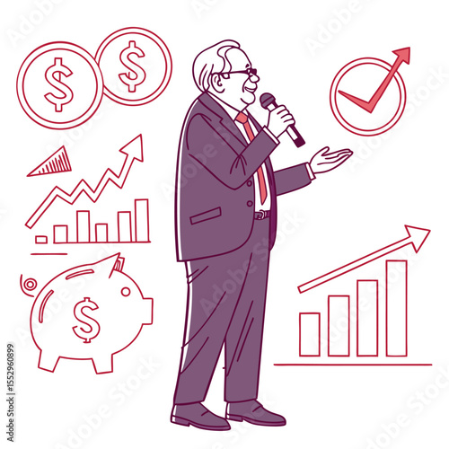 stylized-vector-of-warren-buffett-giving-a-seminar.eps