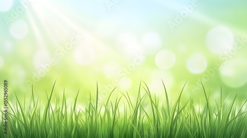 Vibrant Green Grass Meadow Spring Nature Background