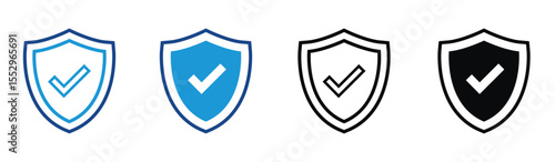 Security Shield Icons: A set of four distinct shield icons, each representing assurance, safety, and protection, signifying a sense of security.
