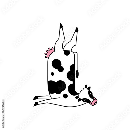 Cow yoga. Rural yogi. Cows doing relaxing gymnastics. Cattle relax