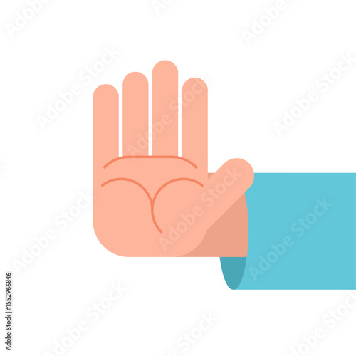 Hand stop refusal sign. Outstretched palms refusal sign.
