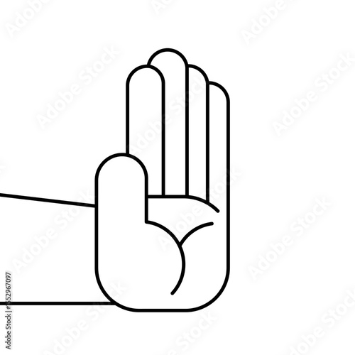 Hand stop refusal sign icon. Outstretched palms refusal sign.