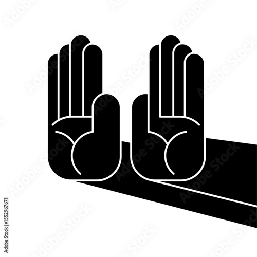 Hand stop refusal sign icon. Outstretched palms refusal sign.