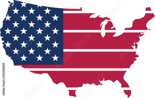 united state America  map with flag map silhouette .