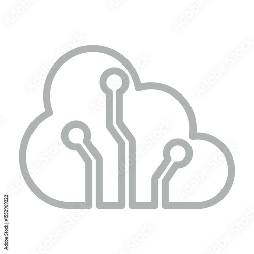 Cloud Computing Vector Line Grey Icon Design