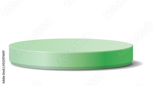 Smooth mint green cylindrical display podium with a subtle shadow, perfect for refreshing product presentations on a transparent background.


