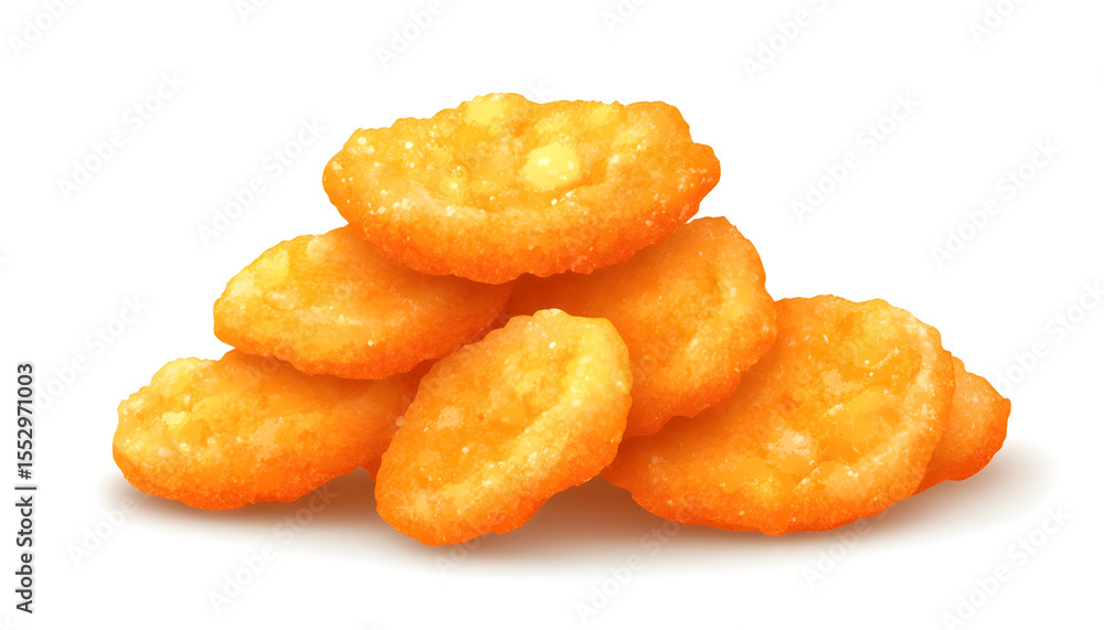 golden crispy chicken nuggets snack on white background golden crispy chicken nuggets snack on white background