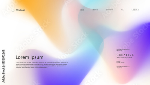 Abstract wave futuristic design of landing page. retro gradient mesh dark concept website design
