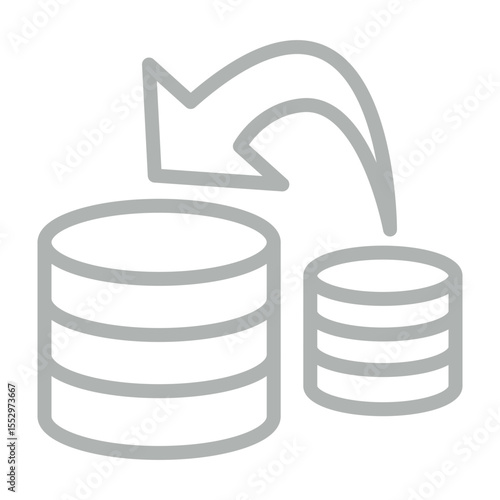 Database Transfer Vector Line Grey Icon Design