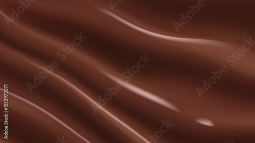 Displaying rich brown curves with delicate rippling texture melting in slow motion cinematography glossy milk chocolate waves flowing.