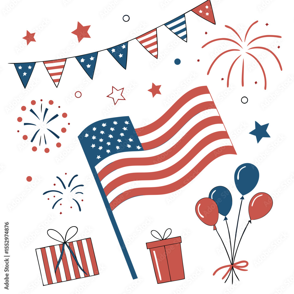 Obraz premium Firework Style USA Independence Day Background