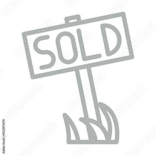 Sold Sign Vector Line Grey Icon Design