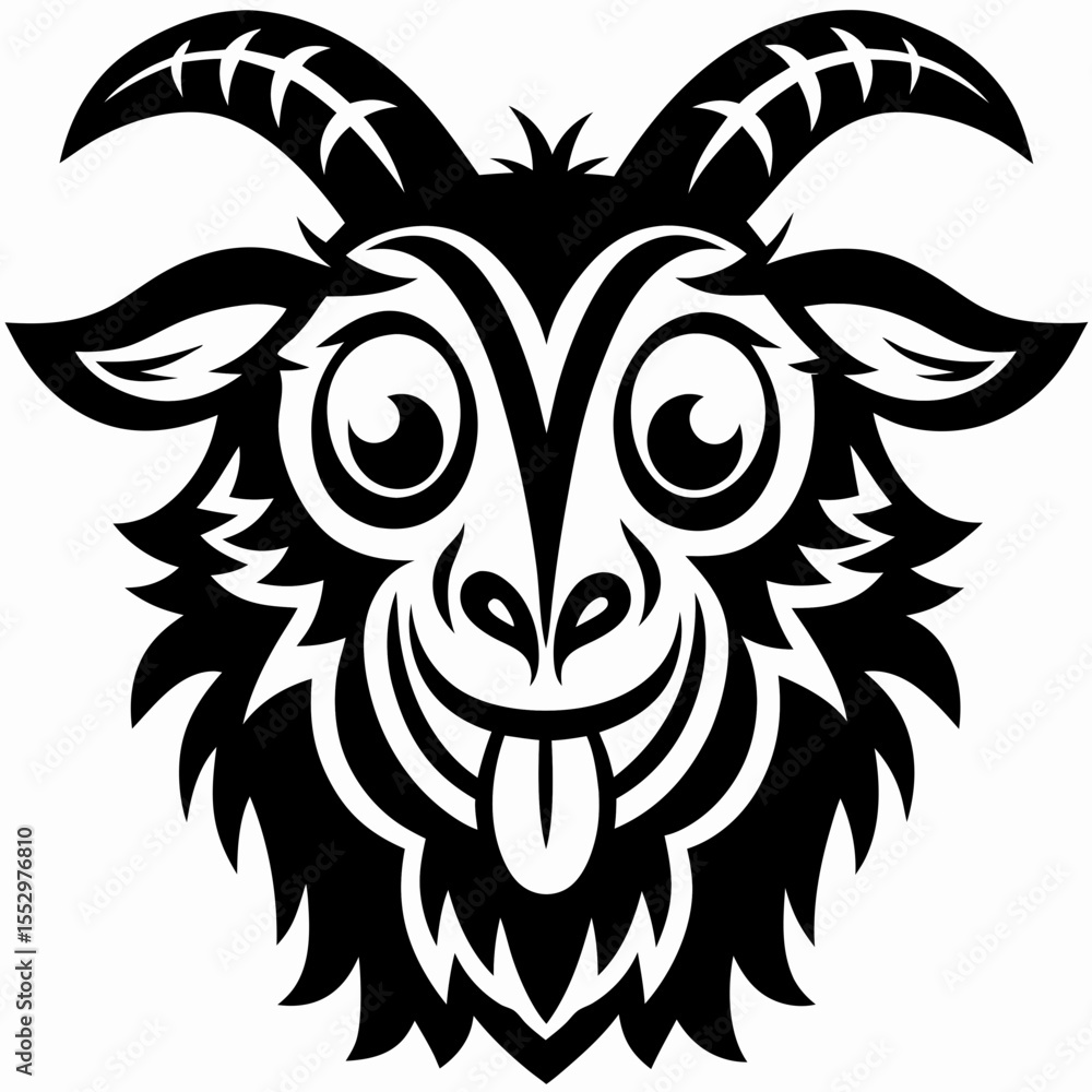 Obraz premium Whimsical Cartoon Goat Illustration Silly & Comical Goat Head